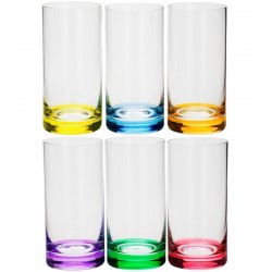 Jogo 6 Copos 380ml Colorido Long Drink Set Bar Favorit  Cristal Ecológico Bohemia